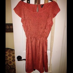 Dark Orange Silk Floral Dress (SM)